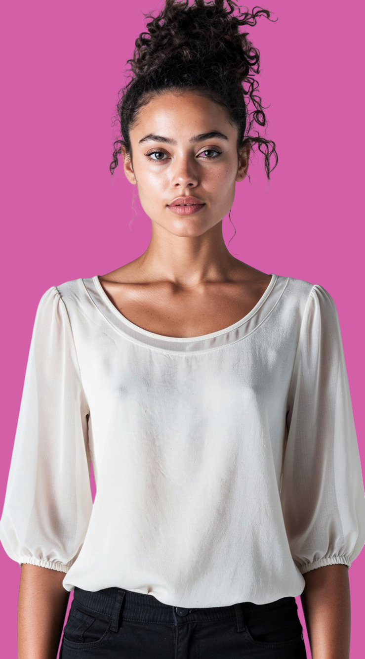 T Tahari White Long Sleeve Mixed Media Top with Sheer Sleeves